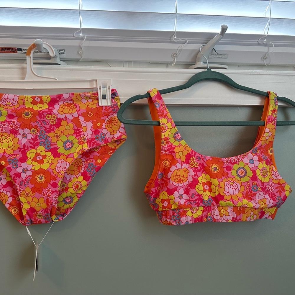 Kulani’s Kinis Floral Bikini Set in Pink and Orange